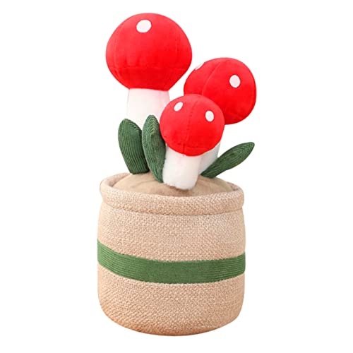 VANZACK Pilzplüsch im Topf Plüsch Pilz Plüsch-Pilz-Ornament zimmerpflanzen Set microanlagen deko gefälschter Plüsch-Pilz-Bonsai kleine gefälschte Plüsch-Pilzfigur Super weicher Kurzplüsch von VANZACK