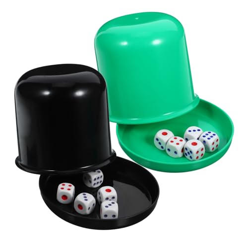 VANZACK Professioneller Würfelbecher Spielwürfel Würfelshaker-Set Mit Bodenschale Siebbecher Für Bargruppenspielzubehör 5 Sets (Zufällige) Würfelschüttler Würfelstapelbecher von VANZACK