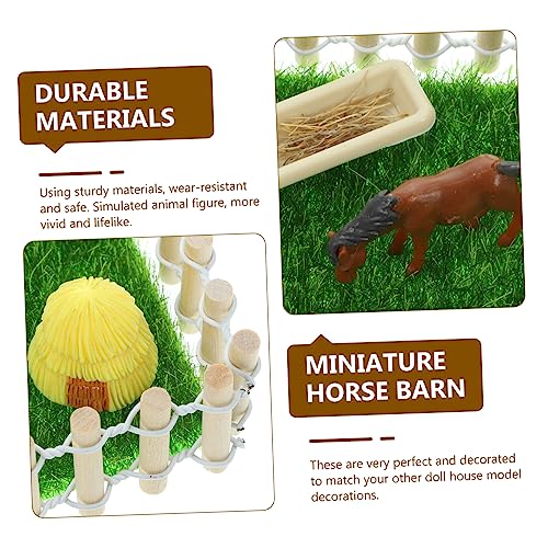 VANZACK Puppenhaus Bauernhof Set mit Naturfarbenem Zaun Detailreiche Mini Landschaft für DIY Dekoration und Puppenhaus Spiel von VANZACK