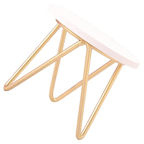 VANZACK Puppenmöbel Beistelltisch Für Mini Häuser Runde Tischdekoration Mit Goldenen Tischbeinen Und Weißer Tischplatte Puppenhaus Dekoration Und Mikroszenen von VANZACK