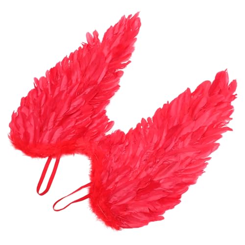 VANZACK Rote Engelsflügel Cosplay Federflügel Kostümzubehör für Erwachsene Weihnachtsdeko Bühnenauftritt Party Zubehör von VANZACK