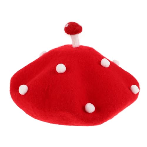 VANZACK Roter Französischer Beret Für Klassischer Wollmützenhut Im Pilzdesign Für Süßer Künstlerhut Vintage Look Als Geburtstagshut VANZACK Roter Französischer Beret Für Klassischer Wollmützenhut Im Pilzdesign Für Süßer Künstlerhut Vintage Look Als Geburtstagshut von VANZACK