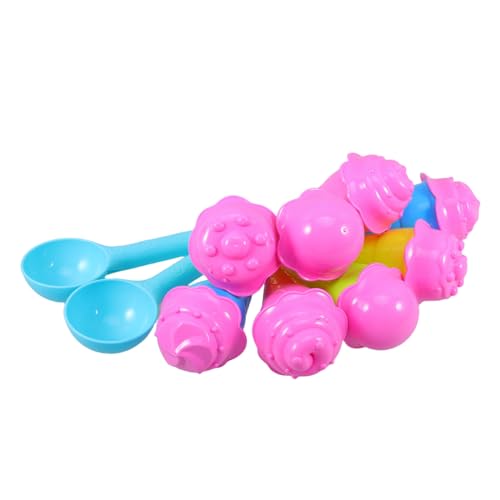 VANZACK Sandspielzeug Eiscreme Eistüten aus Kunststoff Teiliges Strandzubehör mit Löffeln und Deckeln Robust und Sicher für Sandkasten und Outdoor Spielspaß von VANZACK