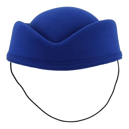 VANZACK Stewardess Hut Damen Pillbox Mütze Airline Uniform Kostüm Cosplay Bühnenauftritt Zubehör Eleganter Hut in Blau für Party und Halloween von VANZACK