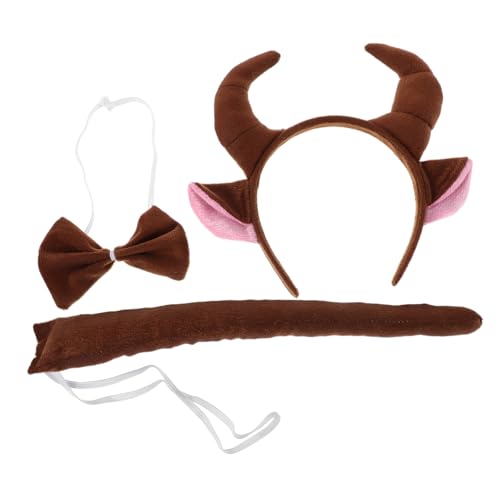 VANZACK Stirnband Mit Stierhörnern Kuhohren Und Tierkostüm Set Für Halloween Karneval Und Faschingsfeiern Lustiges Cosplay Zubehör von VANZACK