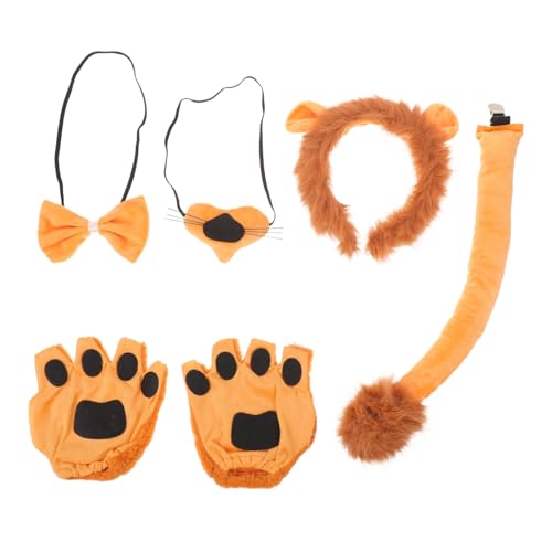 VANZACK Stirnband mit und Pfotenhandschuhen Realistisches Tierkostüm Zubehör für Halloween Karneval Cosplay Party Bequemes Löwenkostüm Zubehör für Erwachsene von VANZACK