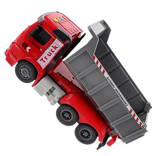 VANZACK Technisches Fahrzeug Muldenkipper Mit Musik Und Licht Trägheitsantrieb Rotes LKW Modell Für Baustellenabenteuer Ohne Batterien von VANZACK