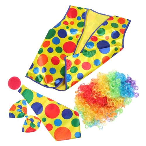 VANZACK Teiliges Clown Kostüm Set für Erwachsene mit Perücke Nase Fliege und Weste Leichtes Cosplay Zubehör für Halloween Karneval Geburtstag und Bühnenauftritte VANZACK Teiliges Clown Kostüm Set für Erwachsene mit Perücke Nase Fliege und Weste Leichtes Cosplay Zubehör für Halloween Karneval Geburtstag und Bühnenauftritte von VANZACK