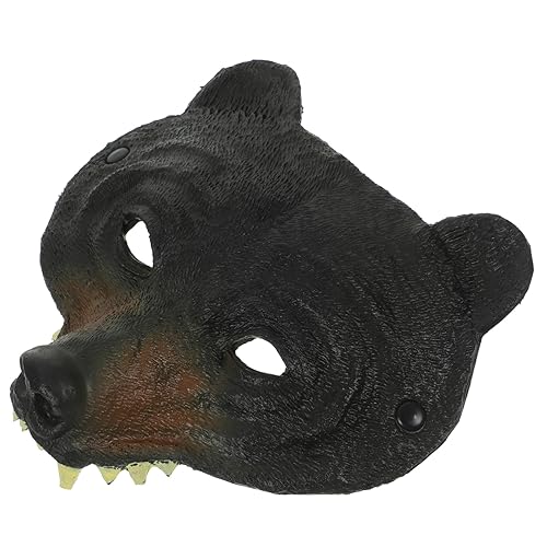 VANZACK Tierische Schwarze Bärenmaske aus PU Material mit Elastischem Band Vielseitige Cosplay und Karnevalsmaskerade für Erwachsene für Halloween Fasching und Partyzubehör von VANZACK
