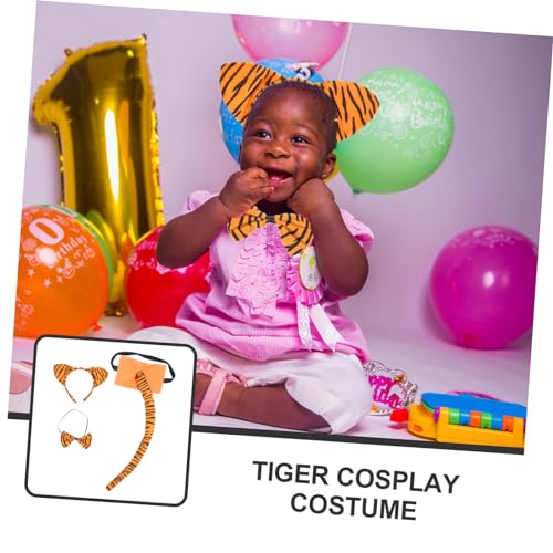 VANZACK Tiger Kostüm Set mit Tigerohren Haarreif Fliege und Weicher Bequemes Cosplay Zubehör für Fasching Halloween Kindergarten Tanzauftritte VANZACK Tiger Kostüm Set mit Tigerohren Haarreif Fliege und Weicher Bequemes Cosplay Zubehör für Fasching Halloween Kindergarten Tanzauftritte von VANZACK