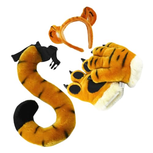 VANZACK Tiger Kostüm Set mit Weichem Plüsch Tigerohren Haarreif Pfotenhandschuhen und Leichtes Cosplay Zubehör für Erwachsene für Halloween und Rollenspiele VANZACK Tiger Kostüm Set mit Weichem Plüsch Tigerohren Haarreif Pfotenhandschuhen und Leichtes Cosplay Zubehör für Erwachsene für Halloween und Rollenspiele von VANZACK