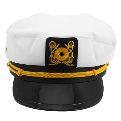 VANZACK Verstellbare Weiße Matrosenmütze mit Atmungsaktivem Stoff Krempe für Sonnenschutz für Damen und Herren Outdoor Yacht Schiff Kapitänshut für Party und Freizeit von VANZACK