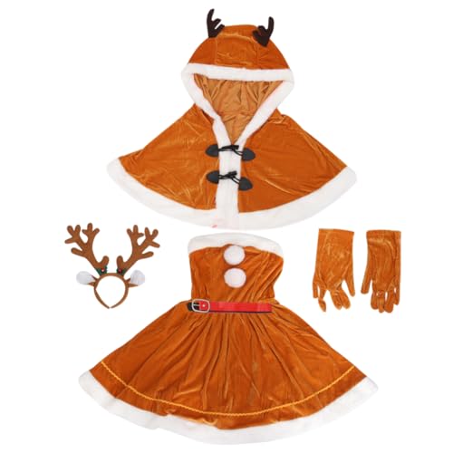 VANZACK Weiches Wärmendes Weihnachtskostüm Damen Cosplay Kleid mit Klassischem Weißem Besatz Leichtes Elch Party Outfit für Festliche Feiern Nikolaus Kostüm Alternative für von VANZACK