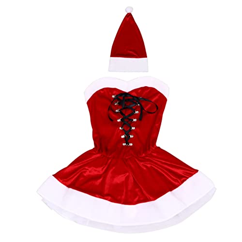 VANZACK Weihnachtliches Damen Bühnenkleid mit Weihnachtsmütze Komfortables Figurbetontes Partyoutfit Xl Modisch für Festliche Auftritte und Weihnachtsfeiern von VANZACK