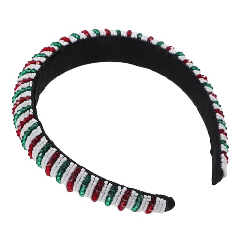 VANZACK Weihnachts Stirnband mit Handgefertigten Perlen Retro Farbkontrast Breiter Haarreif Festliches Xmas Party Kopfschmuck Langlebig für Damen bei Maskerade und Bühnenauftritten von VANZACK