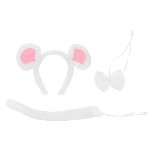 VANZACK Weißes Maus Kostüm mit Plüsch Ohren Stirnband und Fliege Leichtes Tierkostüm Zubehör für Erwachsene für Halloween Geburtstag Weihnachten und Cosplay VANZACK Weißes Maus Kostüm mit Plüsch Ohren Stirnband und Fliege Leichtes Tierkostüm Zubehör für Erwachsene für Halloween Geburtstag Weihnachten und Cosplay von VANZACK