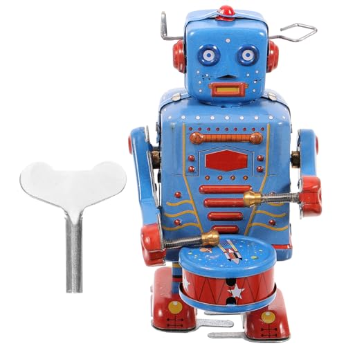 VANZACK Wind Up Trommelroboter Blechspielzeug Vintage Sammler Retro Desktop Deko von VANZACK