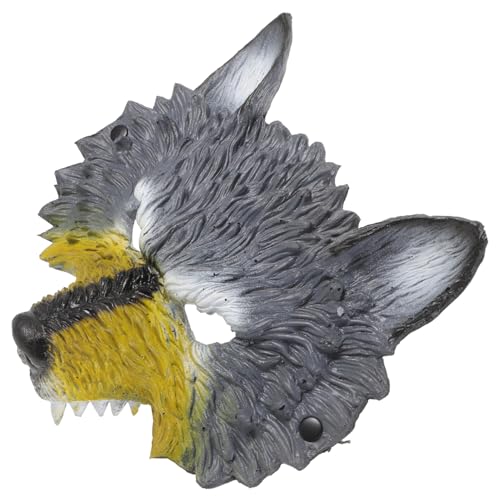 VANZACK Wolfkopf Maske Cosplay Tiermaske PU Schaumstoff Realistisch für Halloween Kostüm Party Karneval Bühnenauftritte Erwachsene Schwarz Gelb von VANZACK