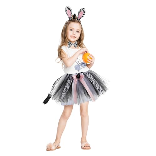 VANZACK Zebra Kostüm Polyester Tutu Rock Ohrreif Fliege Komplettset Halloween Karneval Cosplay Tierkostüm Jungel Motto Kinderkleidung VANZACK Zebra Kostüm Polyester Tutu Rock Ohrreif Fliege Komplettset Halloween Karneval Cosplay Tierkostüm Jungel Motto Kinderkleidung von VANZACK