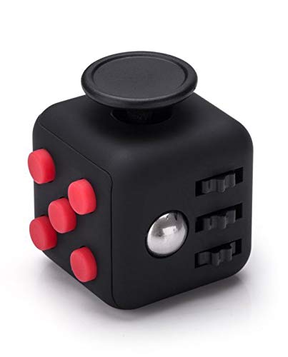 Fidget Cube - Anti Stess Würfel - Stresswürfel 'Spielzeug' zum Stressaubbau bei Nervösität für alle Altersklassen in Schwarz Rot von VAPIAO