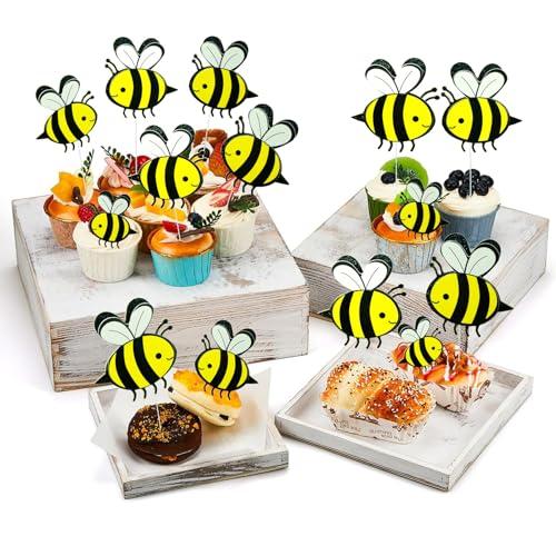 VARACL 30 Stück Bienen-Cupcake-Aufsätze, Bienenkuchenaufsatz für Hummel, Geschlechtsoffenbarung, Bienen-Thema-Partygeschenke, Honigbienen-Cupcake-Picks für Babyparty, Kindergeburtstag, von VARACL