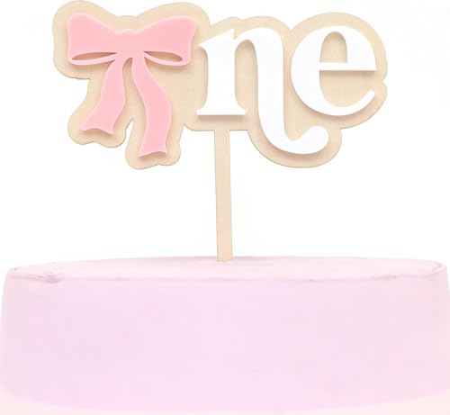 VARACL Tortenaufsatz für den ersten Geburtstag, rosa Schleife, 1 Tortenaufsatz für Babyparty, 1. Geburtstag, Party, Kuchendekoration, Gastgeschenke, Dekor VARACL Tortenaufsatz für den ersten Geburtstag, rosa Schleife, 1 Tortenaufsatz für Babyparty, 1. Geburtstag, Party, Kuchendekoration, Gastgeschenke, Dekor von VARACL
