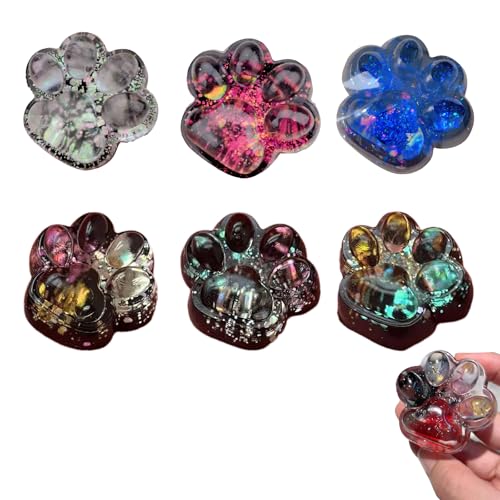 VARKAGE 6 Stück Squeeze Toy, Taba Squishy, Kawaii Flauschige Cat Paw Squishy, Zum Konzentrieren, Angst Relief, Anti Stress (Bunt) von VARKAGE