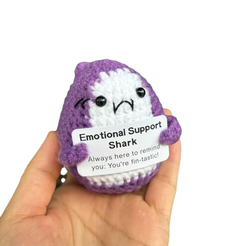 VARKAGE Emotional Support Shark, Gehäkelte Kuscheltiere, Positive Hai Kuscheltier, Einzigartiges Geburtstagsgeschenk für Hai-Liebhaber, Freunde, Frauen und Männer (Lila) von VARKAGE