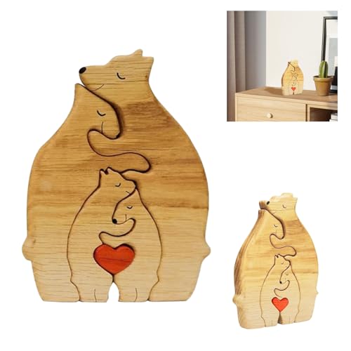 VARKAGE Personalisiertes Holzkunstpuzzle der Bärenfamilie, Holz Bär Skulpturen Desktop Tischdekoration Haus Dekor Ornament, Weinachtes Geschenke für Familie, Holzpuzzle für Mama, Papa VARKAGE Personalisiertes Holzkunstpuzzle der Bärenfamilie, Holz Bär Skulpturen Desktop Tischdekoration Haus Dekor Ornament, Weinachtes Geschenke für Familie, Holzpuzzle für Mama, Papa von VARKAGE