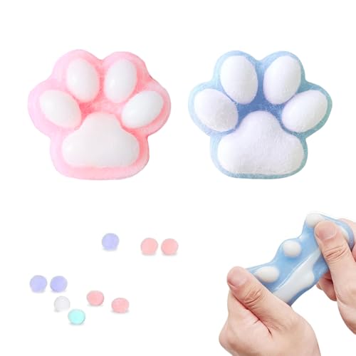 Varkage 2 Stück Squeeze Toy, Flauschige Cat Paw Squishy, Süße Weiche Squishy Pfote Zum Konzentrieren, Angst Relief（Blau und Rosa） von VARKAGE