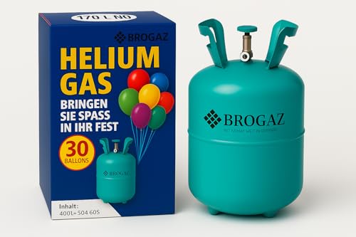 Heliumflasche für 30 Luftballons – Heliumgas zum Nachfüllen, einfach zu bedienen, ideal für Partys und Veranstaltungen (Luftballons nicht im Lieferumfang enthalten) von VARZI