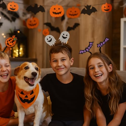 VARZI Halloween-Haarreif 24 cm sortiert - Headband mit Kürbissen, Geistern, Fledermäusen oder Spinnen für Verkleidungen und Mottopartys von VARZI