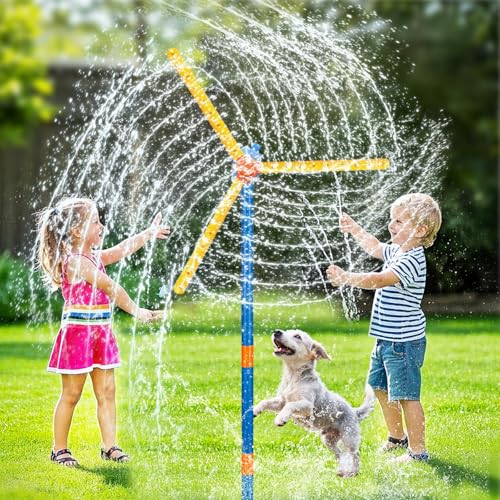 VATOS 144.8 cm Windmühle Wassersprinkler Outdoor Yard Spielzeug für Kinder, Neue Upgrades 360° Spinning Splash mit 36 Sprühdüsen, Sommer Spaß Spielen Spiele für Jungen, Mädchen, Hunde und Hinterhof VATOS 144.8 cm Windmühle Wassersprinkler Outdoor Yard Spielzeug für Kinder, Neue Upgrades 360° Spinning Splash mit 36 Sprühdüsen, Sommer Spaß Spielen Spiele für Jungen, Mädchen, Hunde und Hinterhof von VATOS