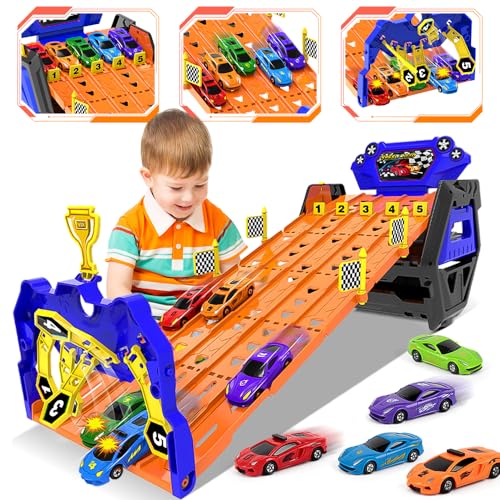 VATOS Aufgerüstet 5 Spuren Transport LKW, Spielzeug Autos für Jungen Alter 3 4 5 6 7 8, Portable Race Truck Spielzeug Auto mit 5 Autos, Carrier Truck Fahrzeuge Spielzeug Set für Kinder VATOS Aufgerüstet 5 Spuren Transport LKW, Spielzeug Autos für Jungen Alter 3 4 5 6 7 8, Portable Race Truck Spielzeug Auto mit 5 Autos, Carrier Truck Fahrzeuge Spielzeug Set für Kinder von VATOS