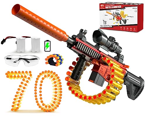 VATOS Elektrische Schaum Blaster Spielzeugpistolen, M416 Automatische Spielzeugpistole mit 70 Darts,Schießspielzeug für Kinder 6-12 jährige mit Kettenmagazin (24 Darts Clip) von VATOS