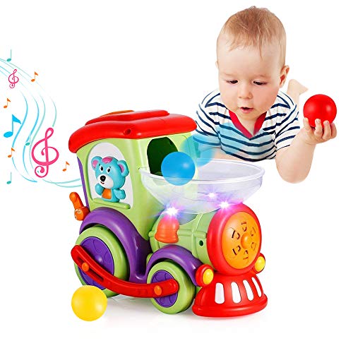 VATOS Baby Spielzeug Eisenbahn Zug- Elektrischer Musikzug mit bewegenden Farbbällen fährt automatisch, Kinderspielzeug Geschenk Mädchen Junge ab 1 2 Jahre, Lernspielzeug ab 18 Monaten von VATOS