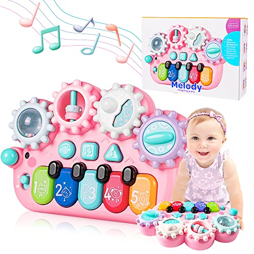 VATOS Baby Montessori Musik Spielzeug ab 1 Jahr Mädchen - 6 in 1 Motorikspielzeug Baby Sensorik Spielzeug ab 6 9 12 18 Monate+, Infant Sensorik Spielzeug Piano Keyboard für 1 Jahr + | 12 Monate+ von VATOS