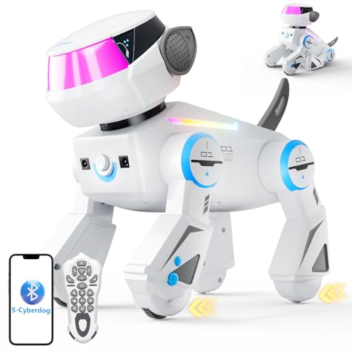 VATOS Bluetooth Roboterhund für Kinder,Programmierbarer Interaktiver Roboterhund mit Mehrfarbigen LED-Augen,Singender Tanzender Wiederaufladbarer Ferngesteuerter Roboterhund für Jungen Mädchen,Weiß VATOS Bluetooth Roboterhund für Kinder,Programmierbarer Interaktiver Roboterhund mit Mehrfarbigen LED-Augen,Singender Tanzender Wiederaufladbarer Ferngesteuerter Roboterhund für Jungen Mädchen,Weiß von VATOS