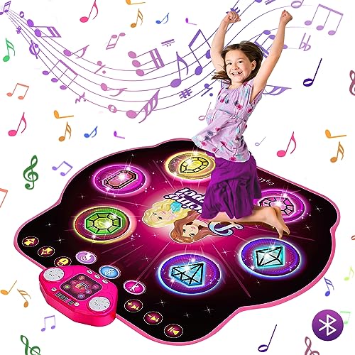 VATOS 27 Levels Tanzmatte für Mädchen 3 4 5 6 7 8 9 Jahre - 6 LED Leuchten, mit Bluetooth, Musikmatte Spiel Geschenke Spielzeug Mädchen Kinder 3-12 Jahre von VATOS