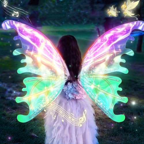 VATOS Elektrische Feenflügel mit LED Lichtern - Perfektes Partyzubehör für Mädchen Frauen mit beweglichen Schmetterlingsflügeln, musikalischen Effekten und Cosplay Verkleidung,Geschenk für Geburtstag VATOS Elektrische Feenflügel mit LED Lichtern - Perfektes Partyzubehör für Mädchen Frauen mit beweglichen Schmetterlingsflügeln, musikalischen Effekten und Cosplay Verkleidung,Geschenk für Geburtstag von VATOS