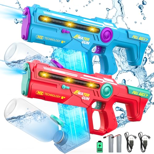 VATOS Elektrische Wasserpistole 2 Stück für Erwachsene und Kinder, Extra große Wasserpistole 1200 ml Kapazität, 32 Meter große Reichweite Wasserpistole mit Licht, Sommer Spielzeug für Junge Mädchen VATOS Elektrische Wasserpistole 2 Stück für Erwachsene und Kinder, Extra große Wasserpistole 1200 ml Kapazität, 32 Meter große Reichweite Wasserpistole mit Licht, Sommer Spielzeug für Junge Mädchen von VATOS
