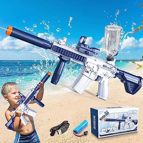 VATOS Elektrische Wasserpistole für Erwachsene Kinder, 32 FT Range Automatische Wasserpistole Spielzeug für Strand Pool One-Touch Vollautomatische Water Gun für Jungen Mädchen 6+ (Blau) von VATOS