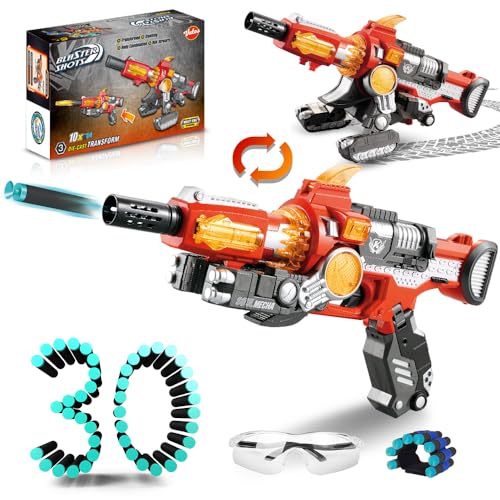VATOS Foam Blaster Spielzeugpistole für Kinder, 2 in 1 Verformung Flugabwehrkanone und weiche Kugel Spielzeugpistole mit 30Darts, manuelle Foam Blasters Schießen Spielzeug Geschenk für 6-10 Jahre alt von VATOS