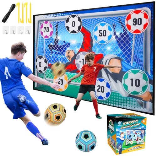 VATOS Fußball Spielset für Kinder 3 4 5 6 7 8, Sportspaß für Garten Indoor Outdoor, Weich Flanell Fußballtore, Fußball mit Klettbällen Spielzeug Geburtstag Ostern Geschenke für Jungen Mädchen von VATOS