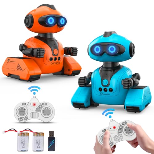 VATOS Roboter Kinder Spielzeug, 2PCS Ferngesteuertes Roboter Spielzeug mit LED-Augen Musik Dance und Gestenerkennung Programmierbar für ab 5 6 7 8 Jahre Jungen und Mädchen Geschenk von VATOS