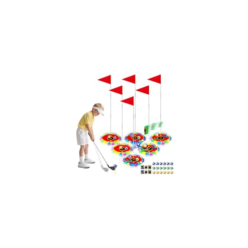 VATOS Leuchtendes Golfspielset für Kinder, 2-in-1-Golf- und Wurfspiel, 16 Bälle, 2 Schläger, 6 beleuchtete Ziele, Spielset für drinnen und draußen, Geschenk 3-8 Jahre von VATOS