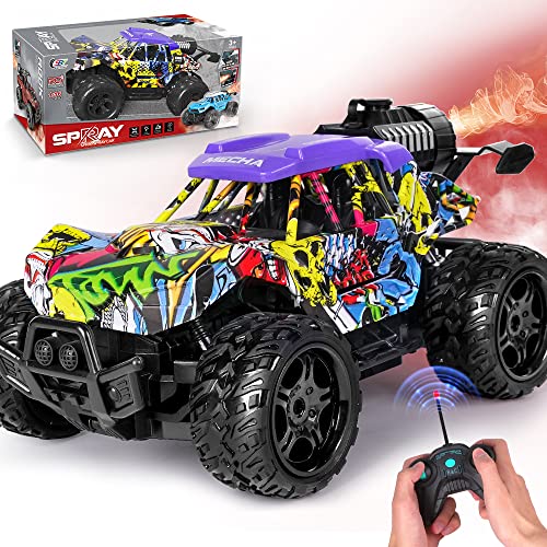 VATOS Ferngesteuertes Auto - 1:16 Graffiti RC Auto Monster Truck mit LED Licht & Spray | Offroad RC Fahrzeuge Auto Geschenk Spielzeug für Kinder Jungen Mädchen 3-7 Jahre von VATOS