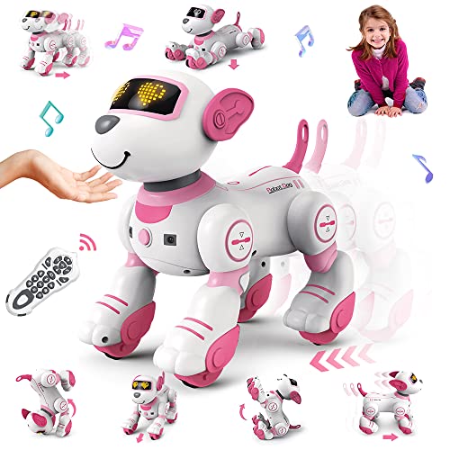 VATOS Roboter Hund Kinder Ferngesteuerter Spielzeug - Interaktiver Anfassen und Folgen Roboterhund mit 17 Funktionen, programmierbarer Tanz Musik RC für Mädchen 3-12 Jahren von VATOS