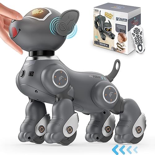 VATOS Roboter Hund Kinder Ferngesteuerter Spielzeug - Sprach und 2,4 GHz Fernsteuerung Haustier Roboterhund mit 20+ Funktionen, Programmierbarer Tanz Musik RC Roboter Hund für Kinder 3-12 Jahren von VATOS