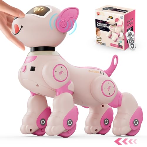VATOS Roboter Hund Kinder Ferngesteuerter Spielzeug - Sprach und 2,4 GHz Fernsteuerung Haustier Roboterhund mit 20+ Funktionen, Programmierbarer Tanz Musik RC Roboter Hund für Kinder 3-12 Jahren von VATOS